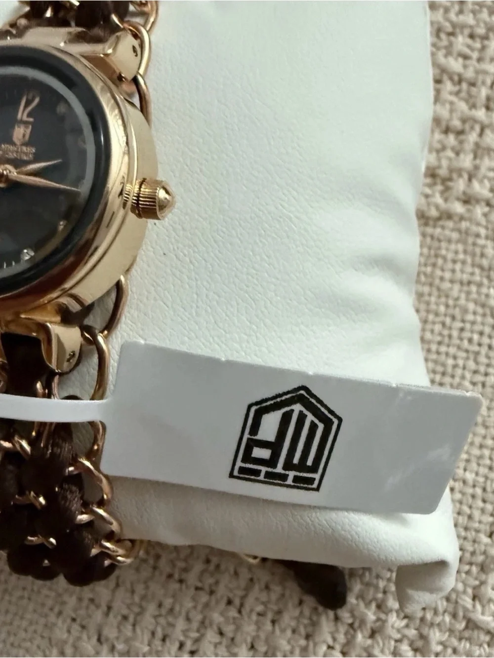 Montres Prestige Rose Gold Brown Braided Chain Watch